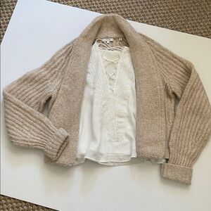 Vince Beige Ribbed Women's Cardigan